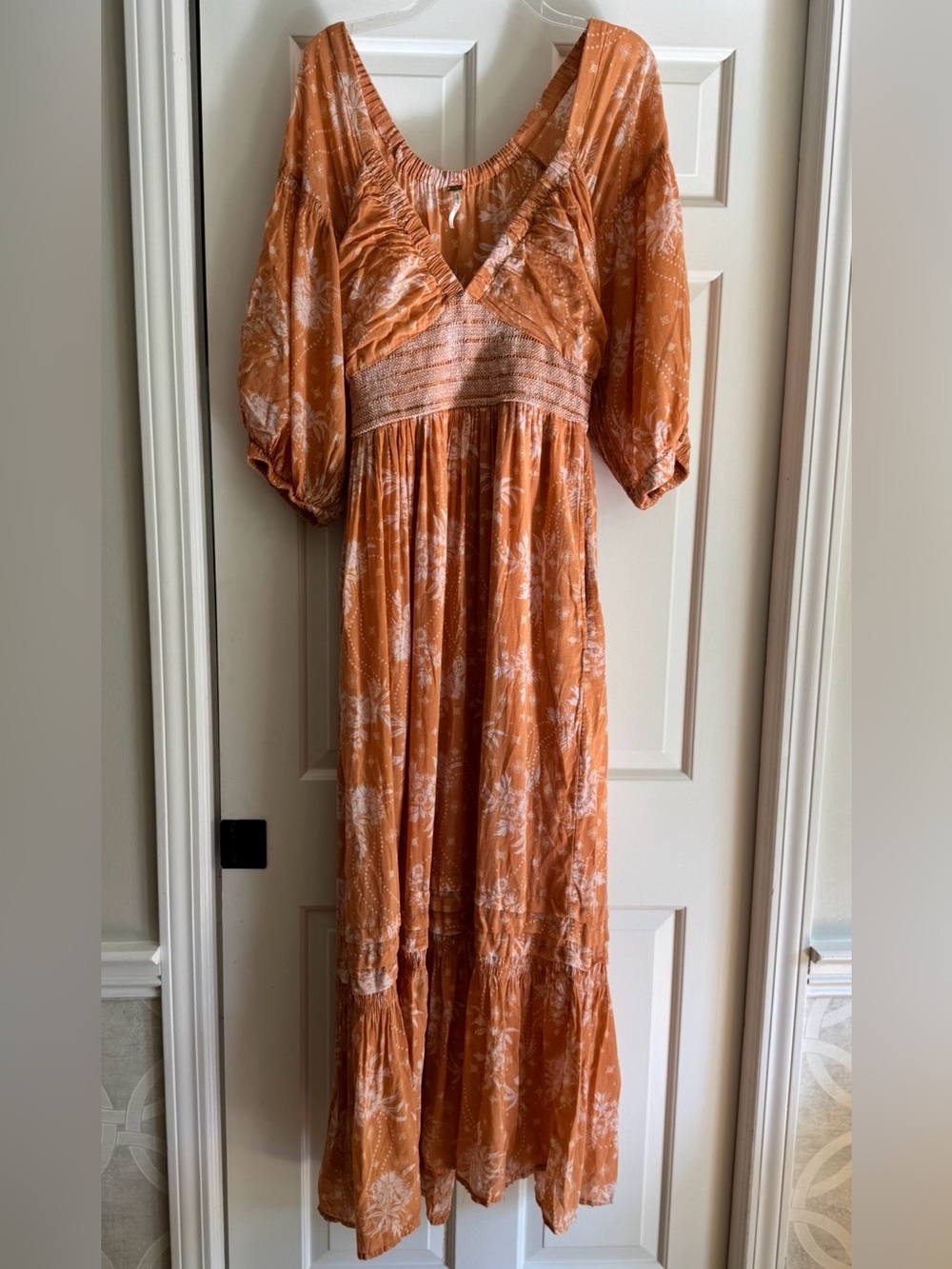 Free People Orange Golden Hour Maxi Dress Small Boho Cottagecore